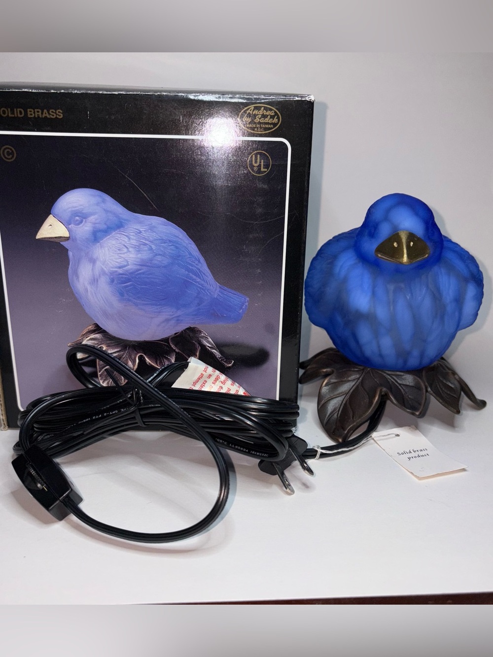 Andrea by Sadek Bird Lamp Solid Brass Ton Chi Bird of Happiness WORKS Blue Bird